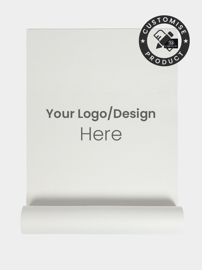Personalised White Custom Branded Yoga Mat 6mm With Custom Design