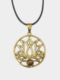 Round Pendant Necklace - Lotus Flower