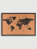 Cork Ethos Weltkarte Kork Hinweisbrett, schwarz Rahmen 60 x 40cm